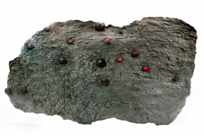 Plate of Red Embers Garnets in Graphite - Massachusetts #365269